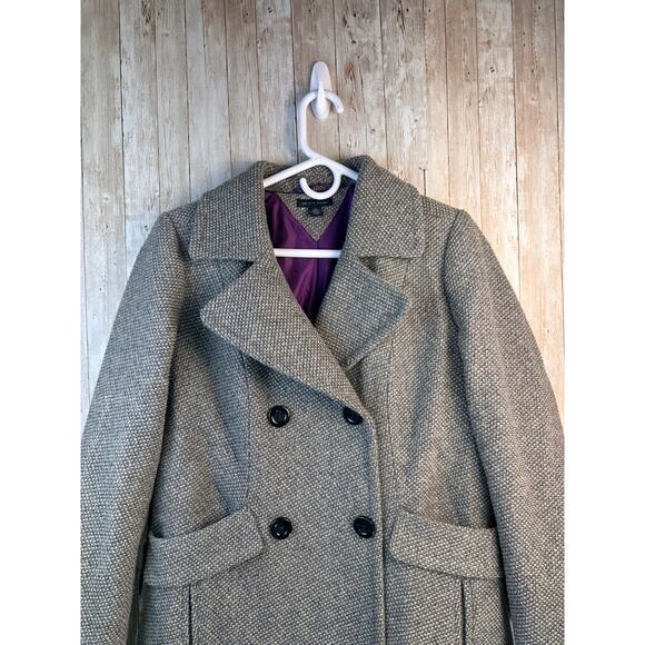 Tommy Hilfiger Tweed Coat Womens M Gray Double Breasted Peacoat Fall Wool Blend‎ - Picture 2 of 8